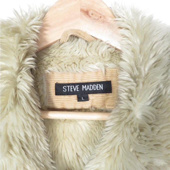 Steve Madden Cream Teddy Jacket with Faux Fur Trim - Picture 4 of 7